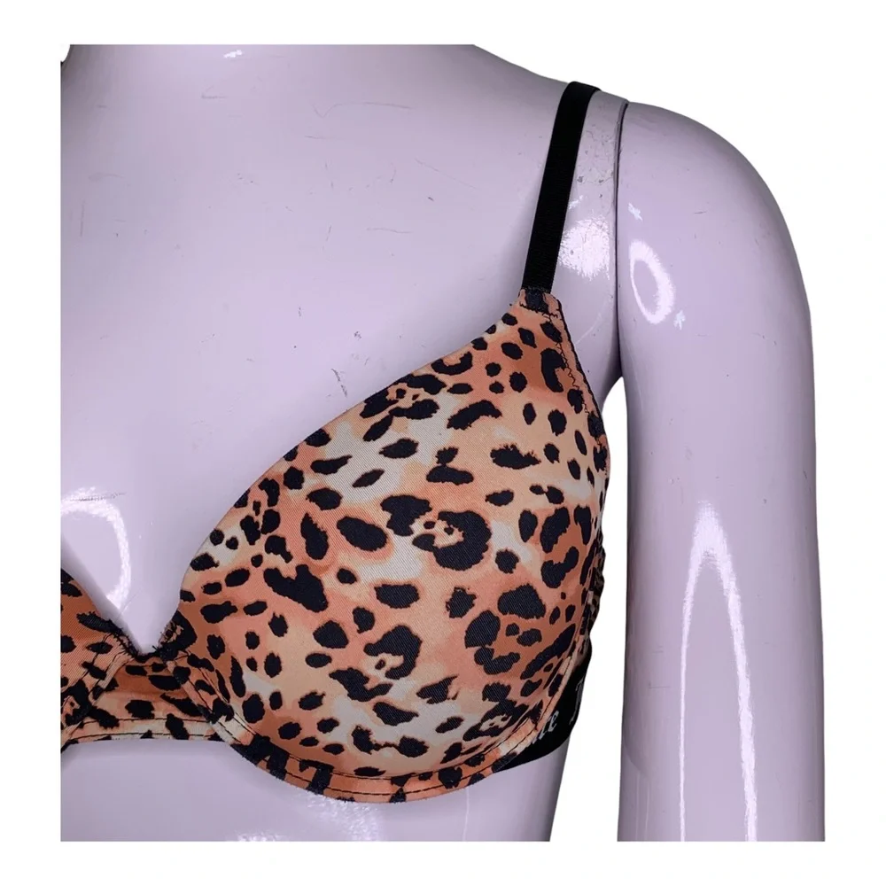 Juicy Couture Cheetah Leopard Print Push UP Bra Branded Elastic Band Size 34B